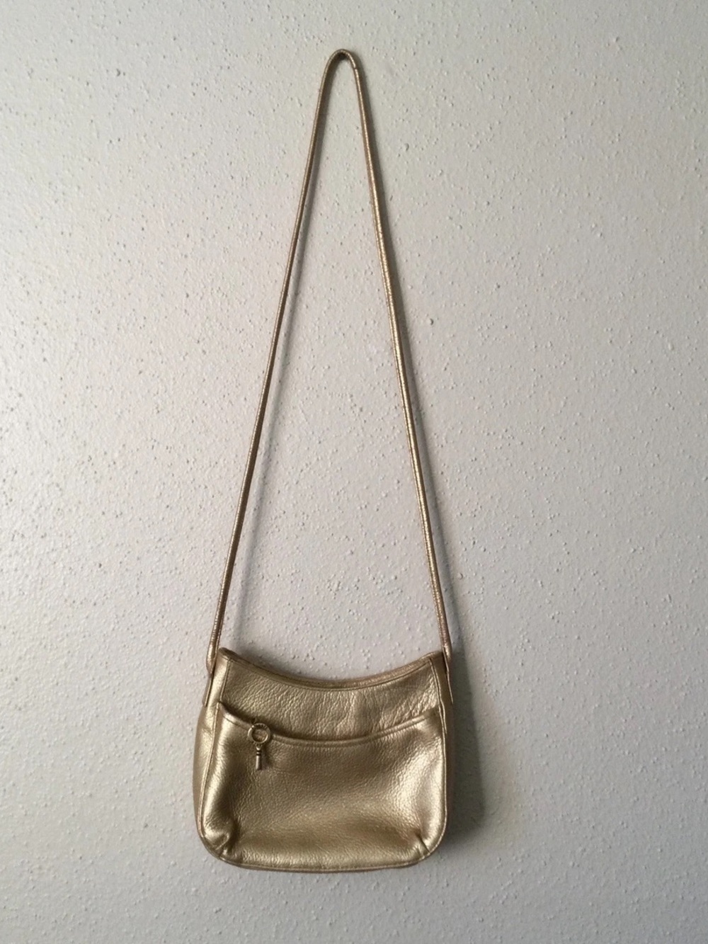 Fossil Metallic Gold Mini Leather Crossbody Bag